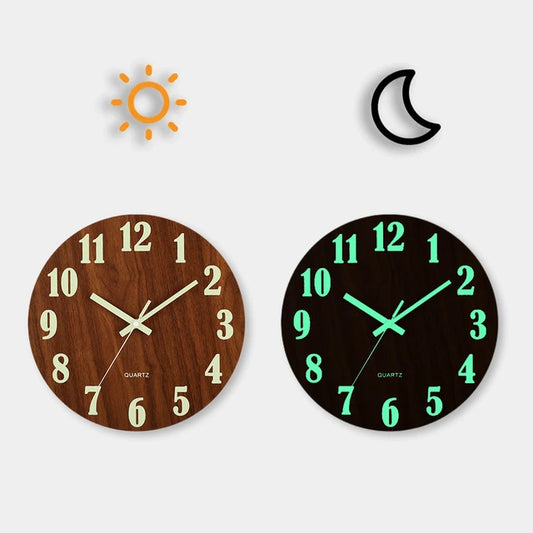 Luminous Wall Clock Wood